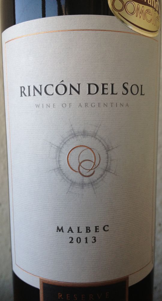 Grupo Peñaflor S.A. RINCÓN DEL SOL Reserve Malbec 2013, Лицевая, #1003