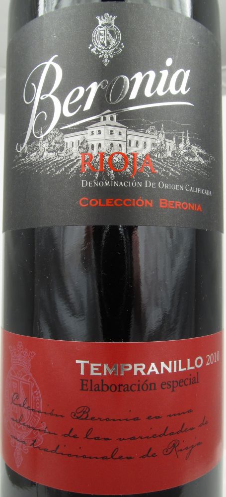 Bodegas Beronia S.A. Colección Beronia Elaboración especial Tempranillo DOCa Rioja 2010, Лицевая, #1055