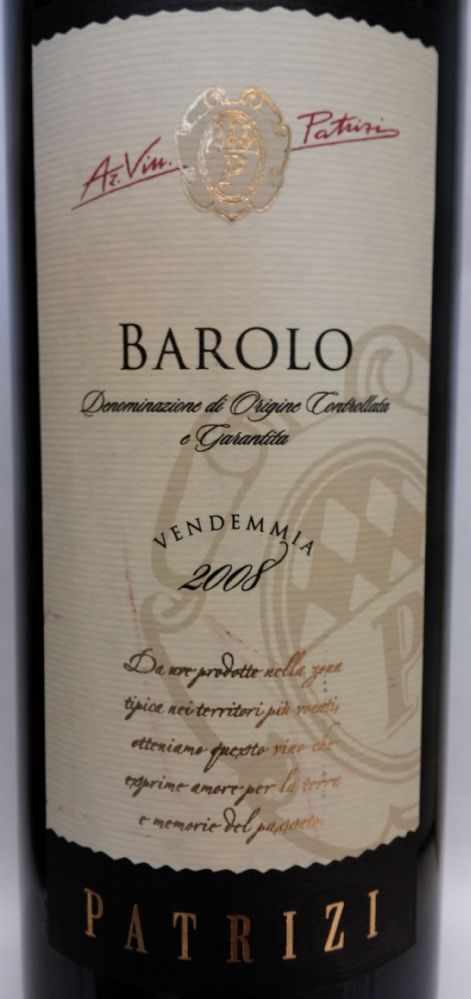 Manfredi A&C S.A.S. PATRIZI Barolo DOCG 2008, Лицевая, #1096