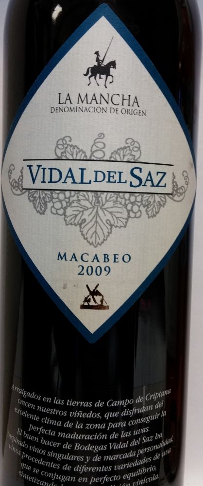 Bodegas Vidal del Saz S.L.U. Macabeo DO La Mancha 2009, Лицевая, #1116