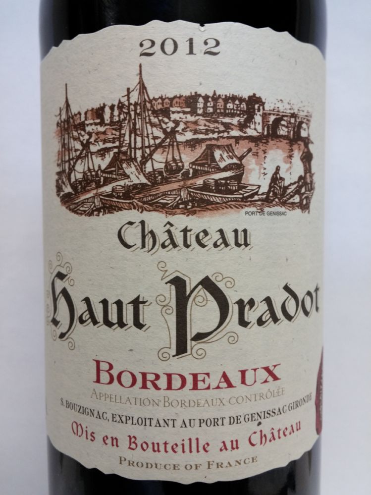 SAS Châteaux en Bordeaux Château Haut Pradot Bordeaux AOC/AOP 2012, Лицевая, #1122