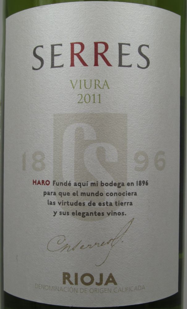Bodegas Carlos Serres S.A. Viura DOCa Rioja 2011, Лицевая, #1144