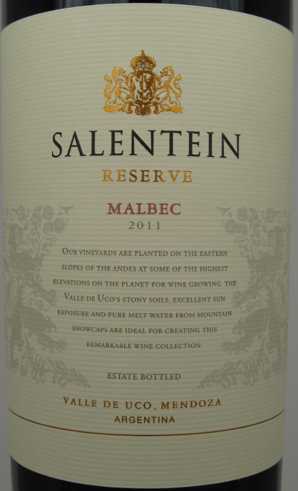 Bodegas Salentein S.A. Reserva Malbec 2011, Основная, #1147