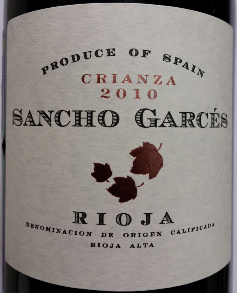 Bodegas Patrocinio S.C.L. Sancho Garcés Crianza DOCa Rioja 2010, Лицевая, #1186