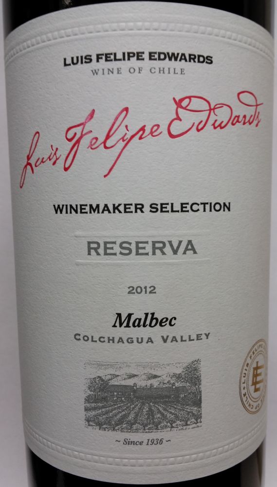 Viña Luis Felipe Edwards Winemaker Selection Reserva Malbec 2012, Основная, #1192