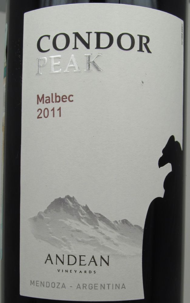 Andean Vineyards CONDOR PEAK Malbec 2011, Лицевая, #1216