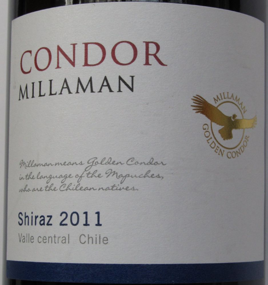 Hacienda El Cóndor S.A. CONDOR MILLAMAN Shiraz 2011, Лицевая, #1233