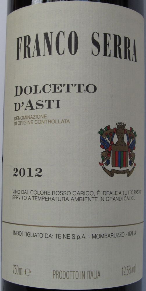 Tenute Neirano S.p.A. FRANCO SERRA Dolcetto d'Asti DOC 2012, Лицевая, #1242