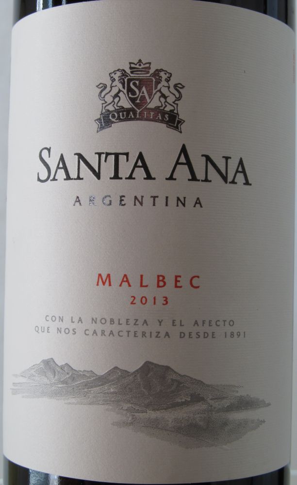 Bodegas Santa Ana Classic Malbec 2013, Лицевая, #1248