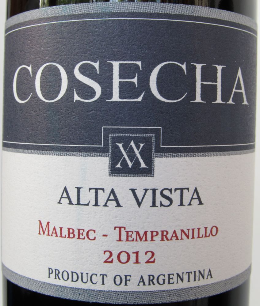 La Casa del Rey S.A. COSECHA Alta Vista Malbec Tempranillo 2012, Лицевая, #1311