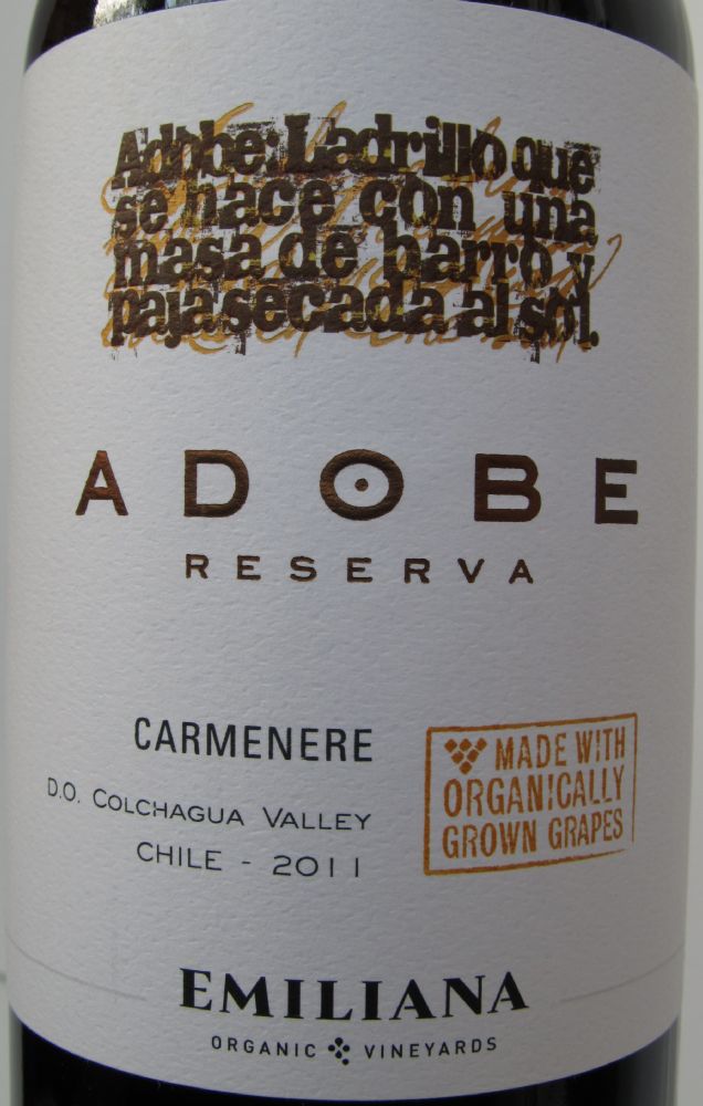 Viñedos Emiliana S.A. ADOBE Reserva Carménère 2011, Лицевая, #1314