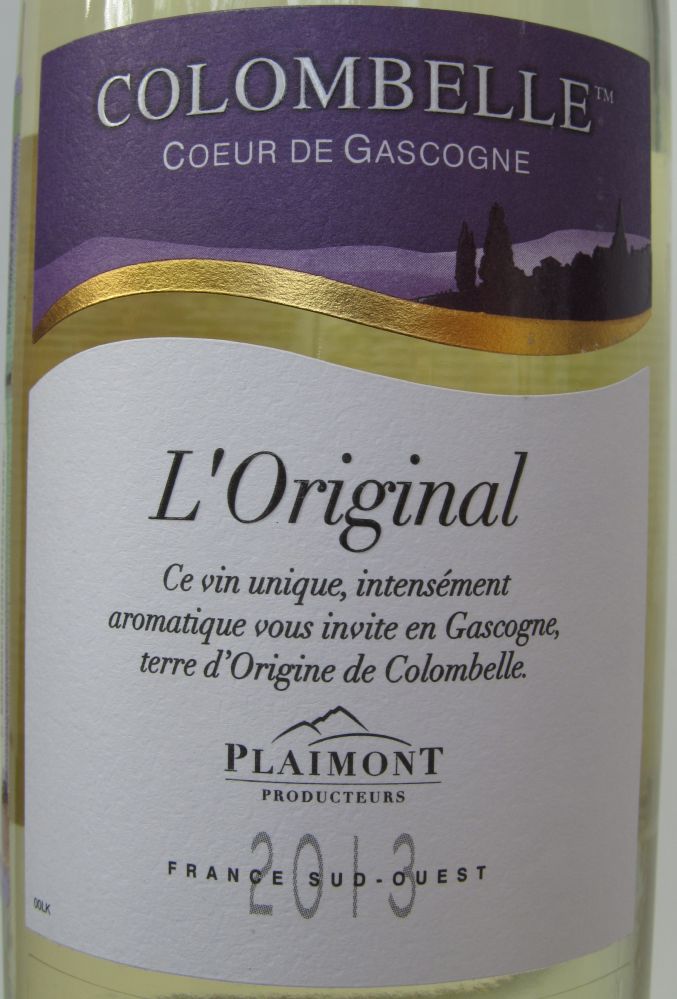 Plaimont Producteurs U.C.A. COLOMBELLE L'Original Coeur de Gascogne Côtes de Gascogne IGP 2013, Лицевая, #1321