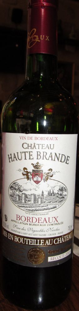 SCEA des Vignobles NICOLAS Château Haute Brande Bordeaux AOC/AOP 2010, Лицевая, #1376