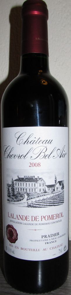 SCEA Pradier Château Chevrol Bel Air Lalande-de-Pomerol AOC/AOP 2008, Лицевая, #1379