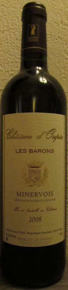 Famille André Iché Château d'Oupia Les Barons Minervois AOC/AOP 2008, Лицевая, #1386