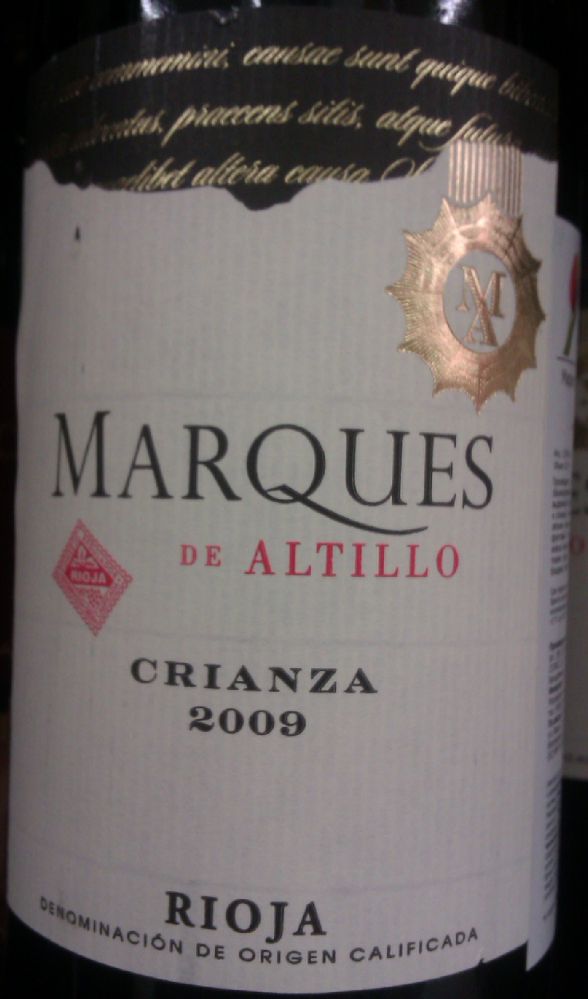 Félix Solís S.L. Marques de Altillo Crianza DOCa Rioja 2009, Лицевая, #1527