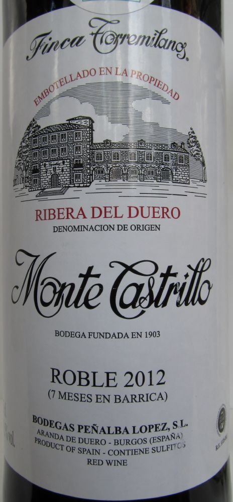 Bodegas Peñalba López S.L. Monte Castrillo Roble DO Ribera del Duero 2012, Лицевая, #1542