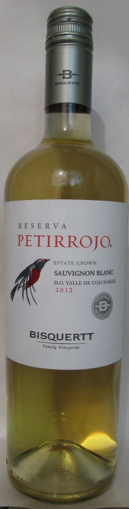 Viña Bisquertt Ltda Reserva PETIRROJO Sauvignon Blanc D.O. Colchagua Valley 2012, Лицевая, #161