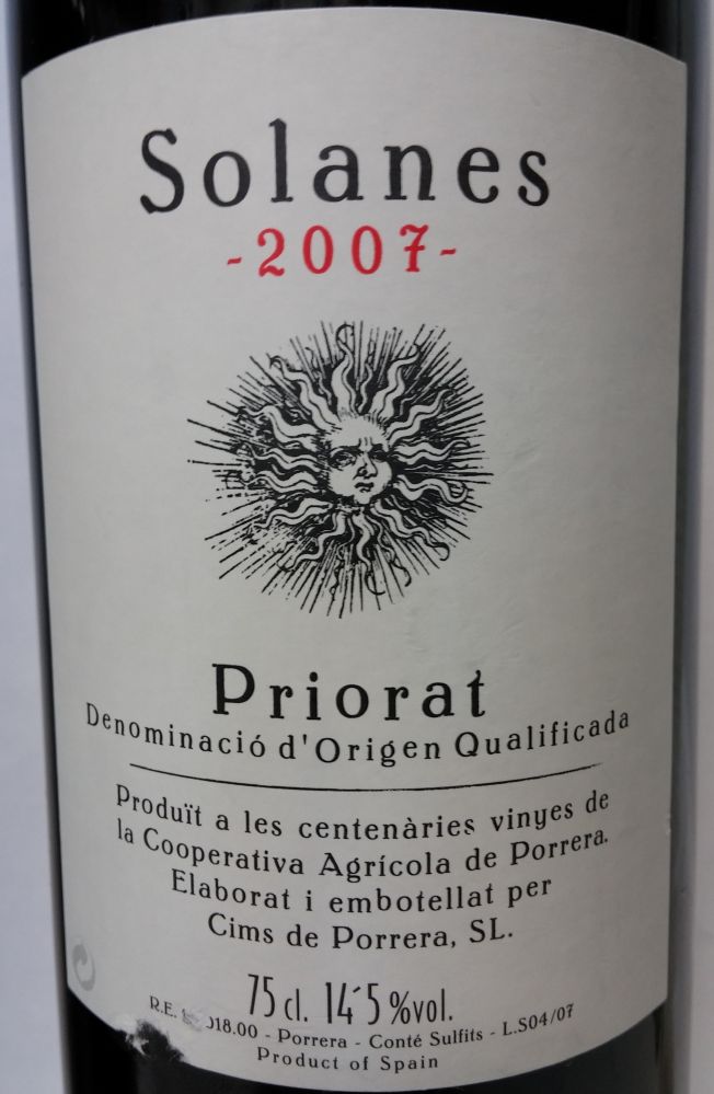 Cims de Porrera S.L. Solanes DOCa Priorat 2007, Основная, #1685