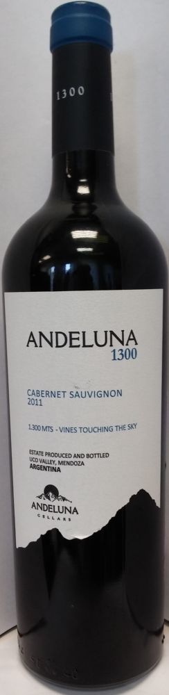 Andeluna Cellars S.R.L. 1300 Cabernet Sauvignon 2011, Лицевая, #1770