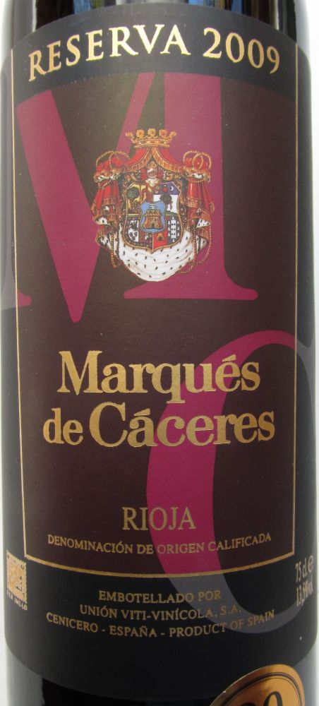 Unión Viti-Vinícola S.A. Marqués de Cáceres Reserva DOCa Rioja 2009, Основная, #1792