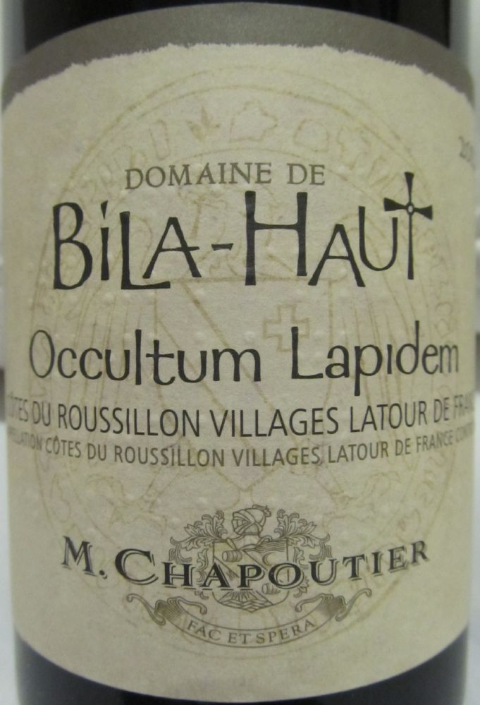 Chapoutier S.A. Domain de Bila-Haut Occultum Lapidem Côtes du Roussillon Villages Latour-de-France AOC/AOP 2012, Основная, #1879