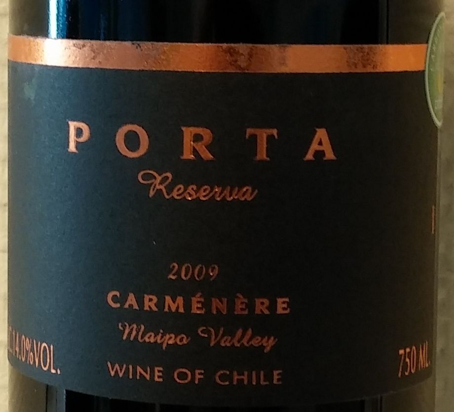 Viña Dos Andes S.A. PORTA Reserva Carménère 2009, Основная, #1917