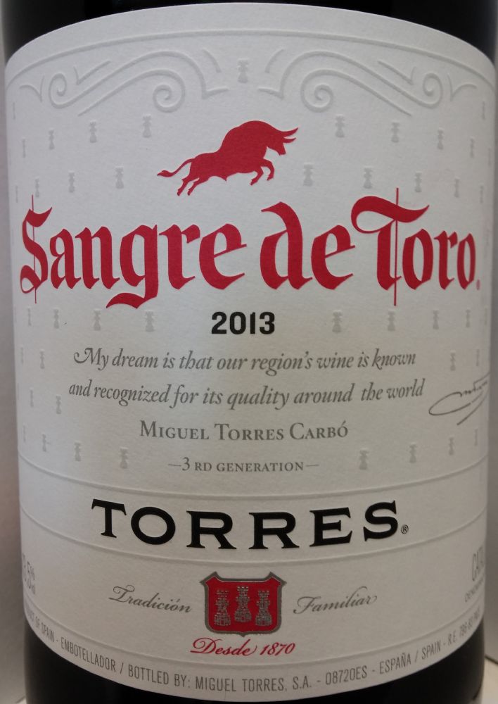 Miguel Torres S.A. Sangre de Toro DO Cataluña 2013, Основная, #1921