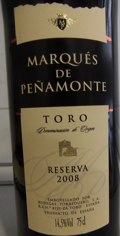 Bodegas Torreduero S.A. Marqués de Peñamonte Reserva DO Toro 2008, Основная, #2297