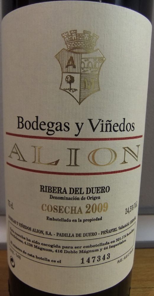 Bodegas y Viñedos Alión S.A. DO Ribera del Duero 2009, Основная, #2321