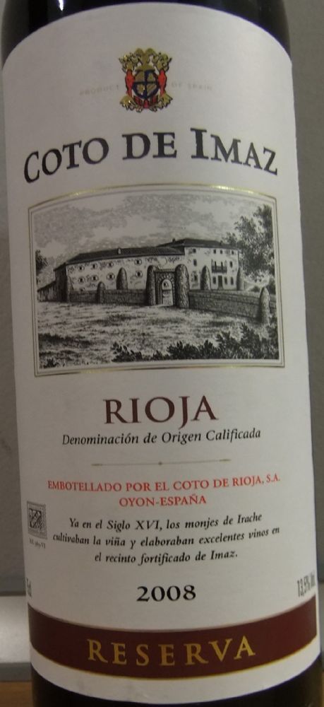 El Coto de Rioja S.A. Coto de Imaz Reserva DOCa Rioja 2008, Основная, #2332