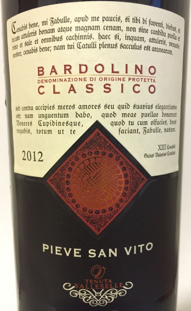 Casa Vitivinicola Tinazzi S.r.l. Pieve San Vito Tenuta Valleselle Bardolino Classico DOC 2012, Лицевая, #2571