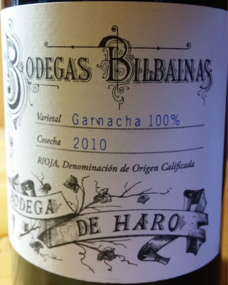 Bodegas Bilbainas S.A. Garnacha DOCa Rioja 2010, Основная, #2625
