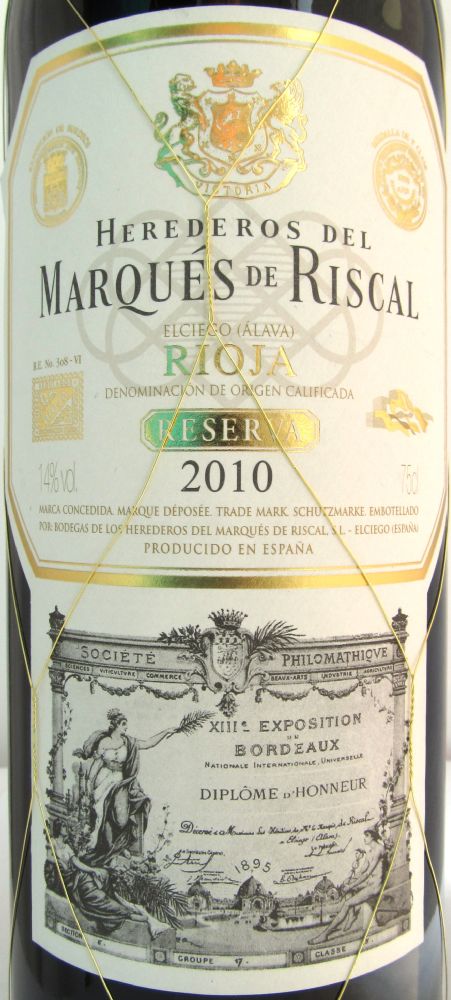 Bodegas de los Herederos del Marqués de Riscal S.L. Reserva DOCa Rioja 2010, Основная, #2672