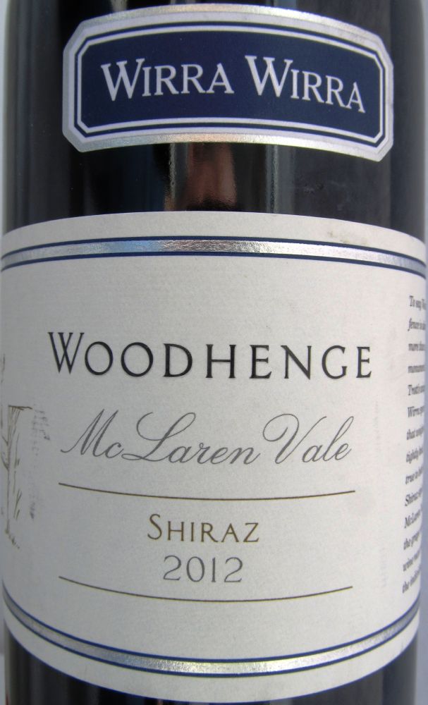 R.G. & R.T. Trott Pty. Ltd. Woodhenge Shiraz Wirra Wirra McLaren Vale 2012, Основная, #2764