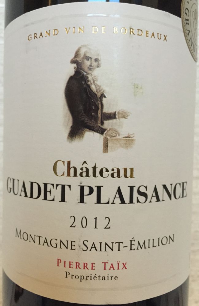 Pierre Taïx Château Guadet Plaisance Montagne-Saint-Emilion AOC/AOP 2012, Основная, #2815