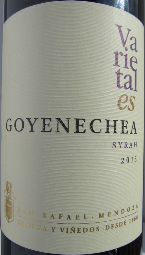 Goyenechea S.A.  Varientales Syrah 2013, Основная, #2913