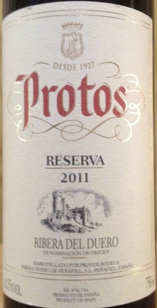 Protos Bodega Ribera Duero de Peñafiel S.L. Reserva DO Ribera del Duero 2011, Основная, #2958