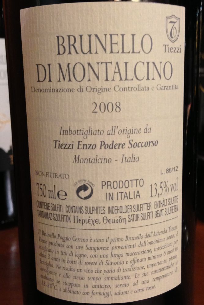 Tiezzi Enzo Podere Soccorso Poggio Cerrino Brunello di Montalcino DOCG 2008, Лицевая, #302