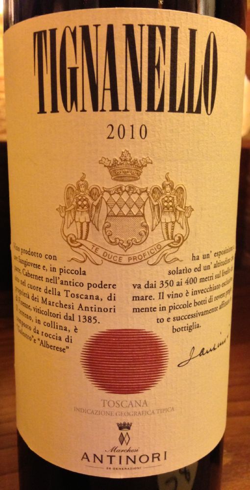 Marchesi Antinori S.p.A. TIGNANELLO Toscana IGT 2010, Основная, #312