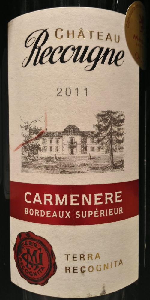 SAS Samazeuilh ET CIE Château Recougne Carménère Bordeaux supérieur AOC/AOP 2011, Основная, #3298