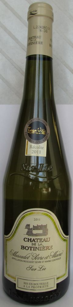 Château de la Botinière Muscadet Sèvre et Maine sur lie AOC/AOP 2011, Лицевая, #339