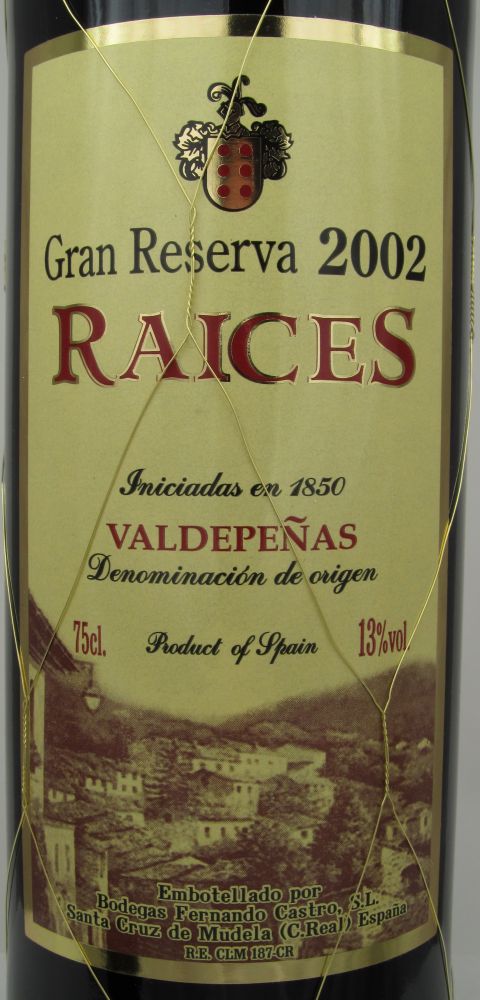 Bodegas Fernando Castro S.L. Raices Gran Reserva DO Valdepeñas 2002, Лицевая, #348