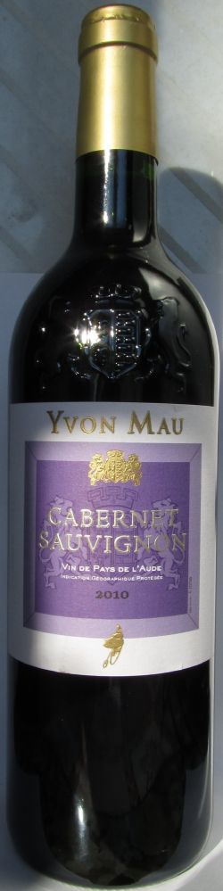 YVON MAU S.A. Cabernet Sauvignon Aude IGP 2010, Лицевая, #352