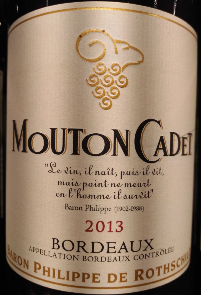 Baron Philippe de Rothschild S.A. Mouton Cadet Bordeaux AOC/AOP 2013, Основная, #3562