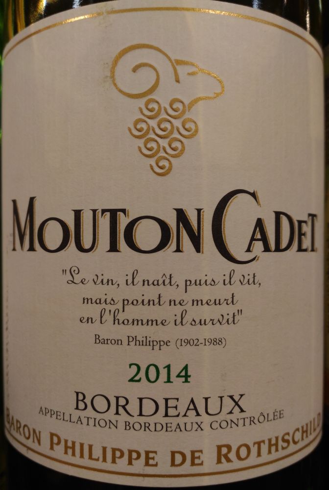 Baron Philippe de Rothschild S.A. Mouton Cadet Bordeaux AOC/AOP 2014, Основная, #3563