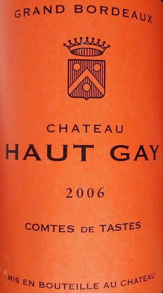 SARL Vignobles Comtes De Tastes Château Haut Gay Bordeaux supérieur AOC/AOP 2006, Основная, #3729