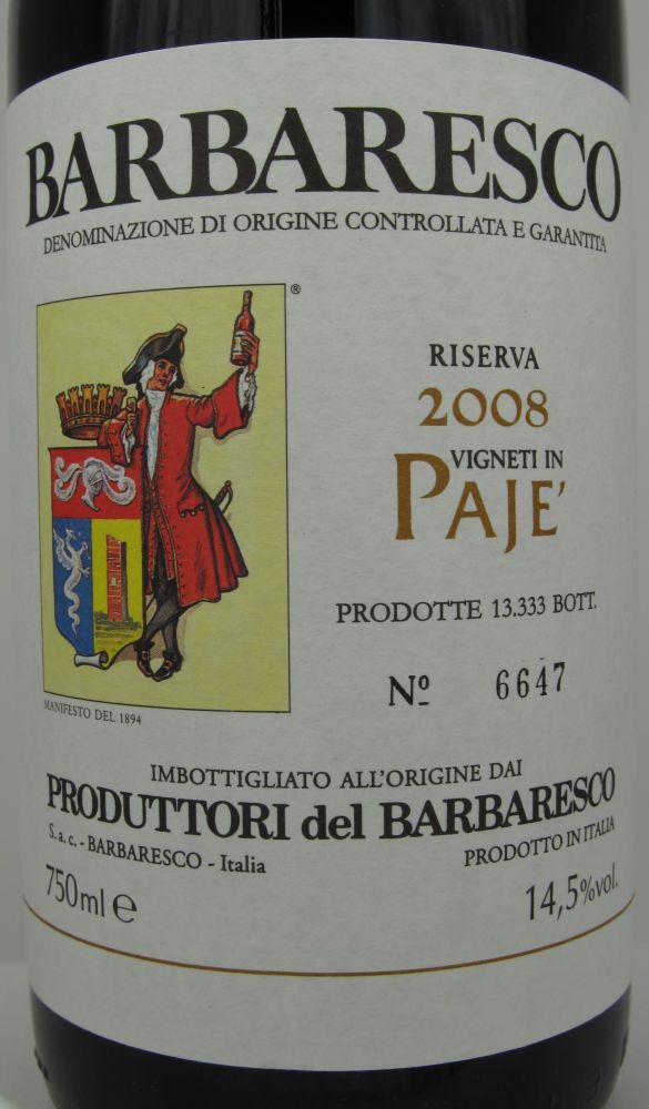 Produttori del Barbaresco s.a.c. PAJE’ Barbaresco riserva DOCG 2008, Основная, #39