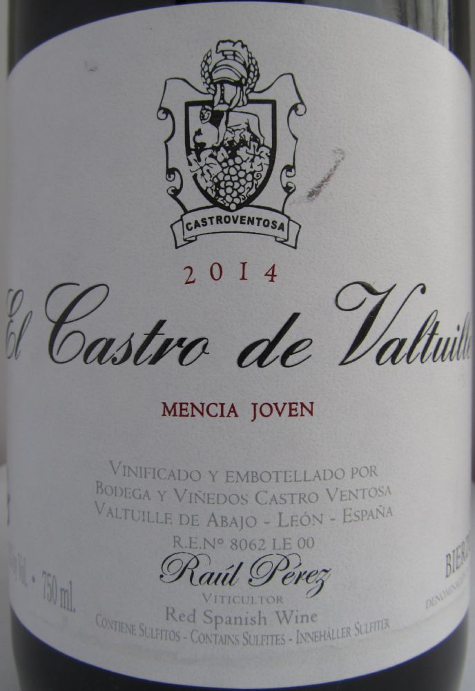 Bodegas y Viñedos Castro Ventosa S.L. El Castro de Valtuille Joven Mencia DO Bierzo 2014, Основная, #3908