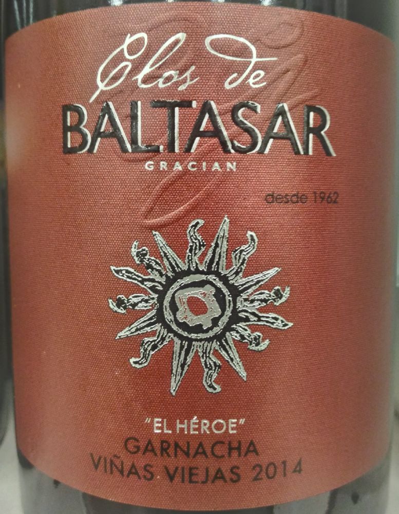 Bodegas San Alejandro S. Coop. Clos de Baltasar Gracián El Héroe Viñas Viejas Garnacha DO Calatayud 2014, Основная, #3920